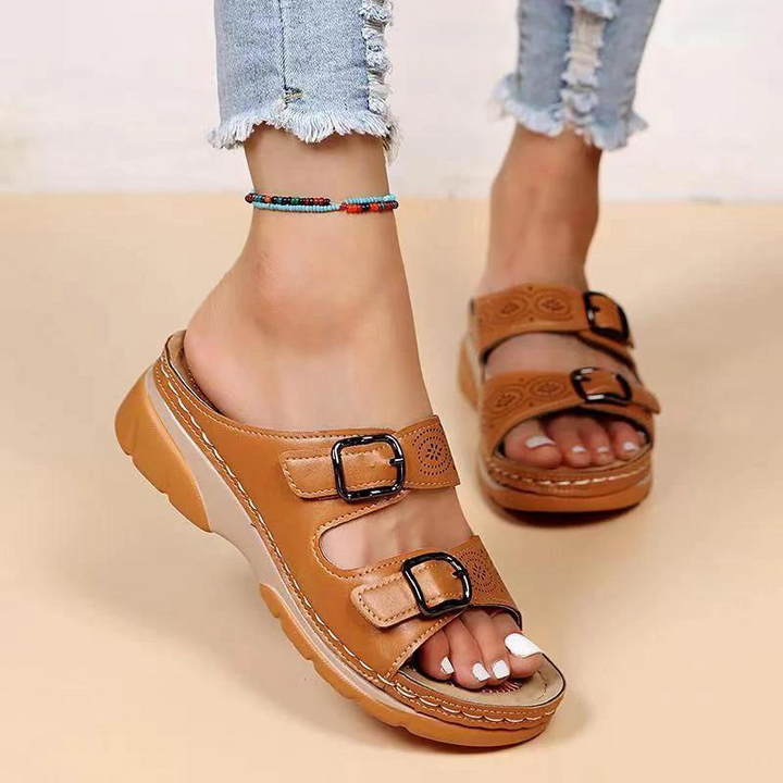 Orthopedic casual sandals with wedge heel - Sandra