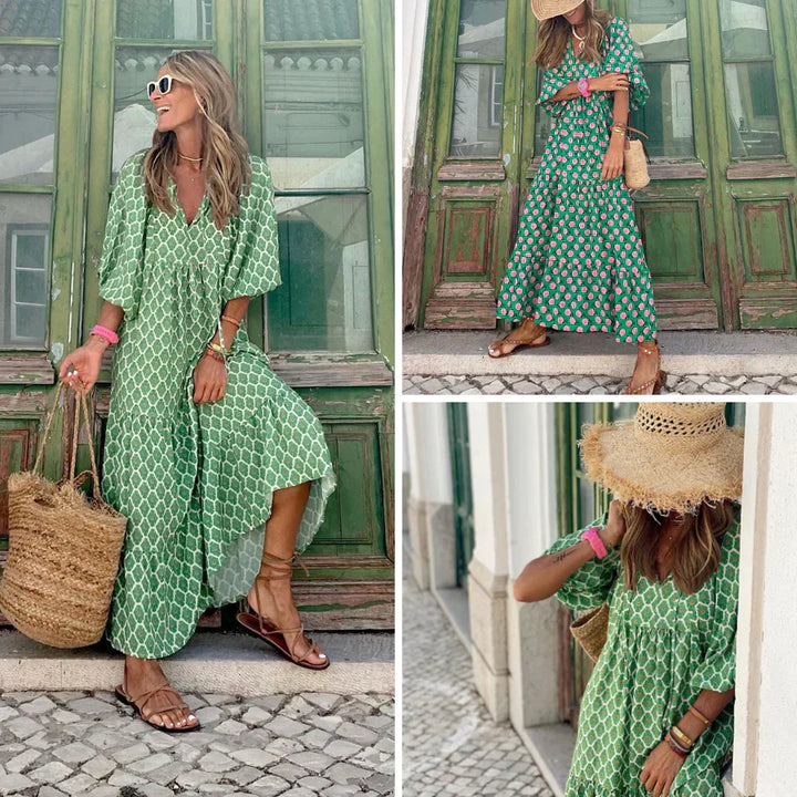 Patterned bohemian maxi dress - ALEXA