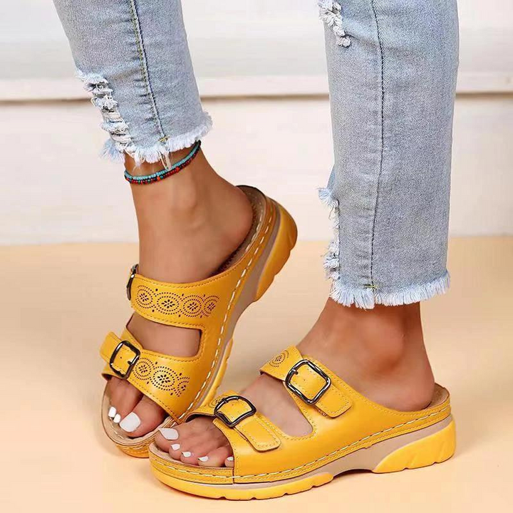 Orthopedic casual sandals with wedge heel - Sandra