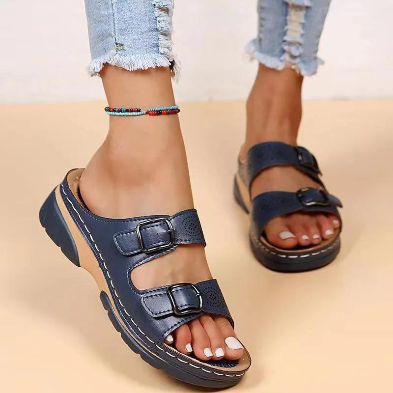 Orthopedic casual sandals with wedge heel - Sandra