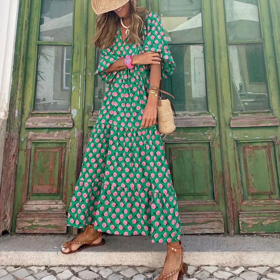 Patterned bohemian maxi dress - ALEXA