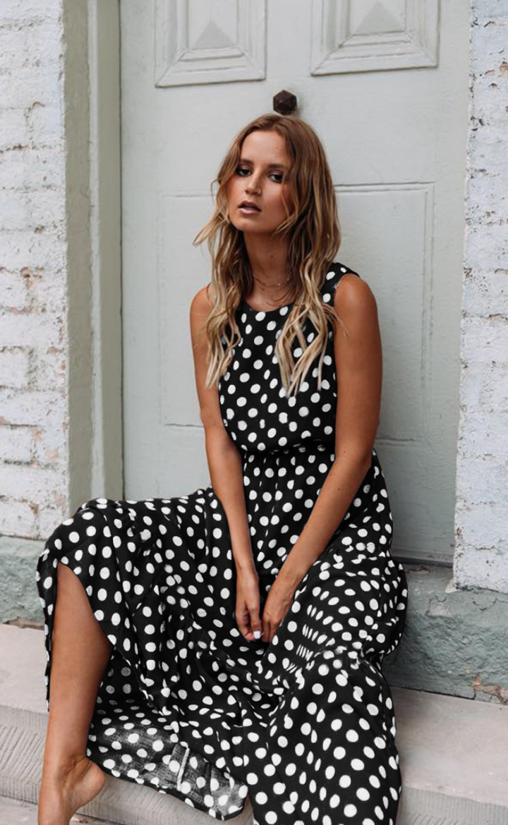 Elegant summer dress with polka dots - NADJA