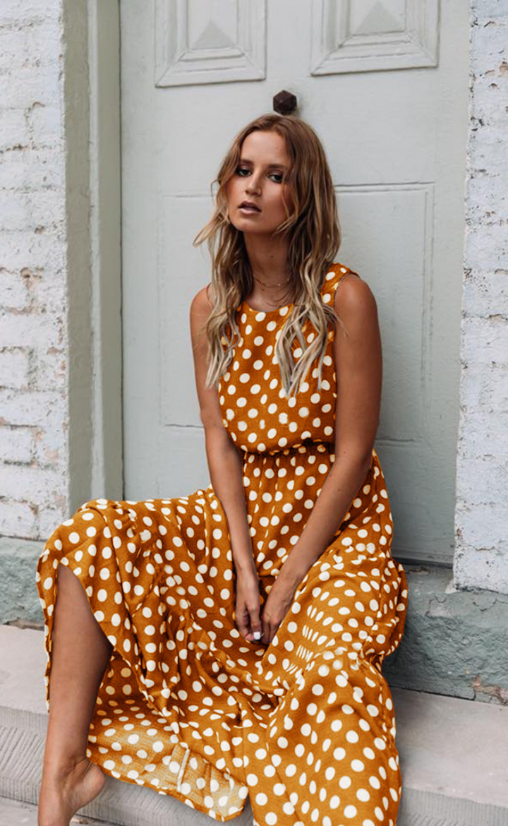 Elegant summer dress with polka dots - NADJA