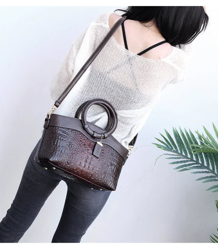 AMARA - Elegant Handmade Leather Croco Bag