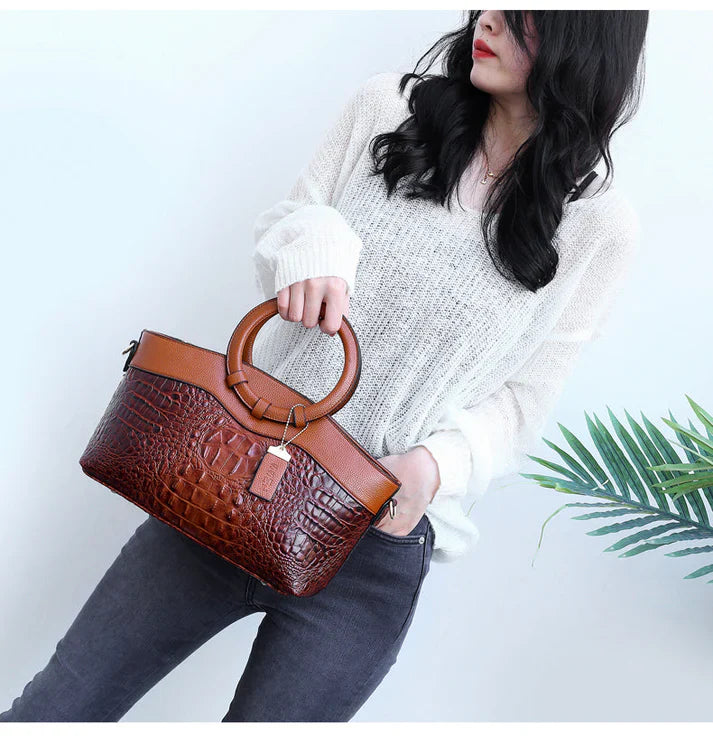 AMARA - Elegant Handmade Leather Croco Bag