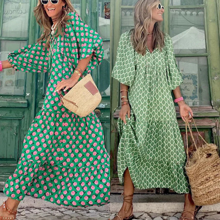 Patterned bohemian maxi dress - ALEXA