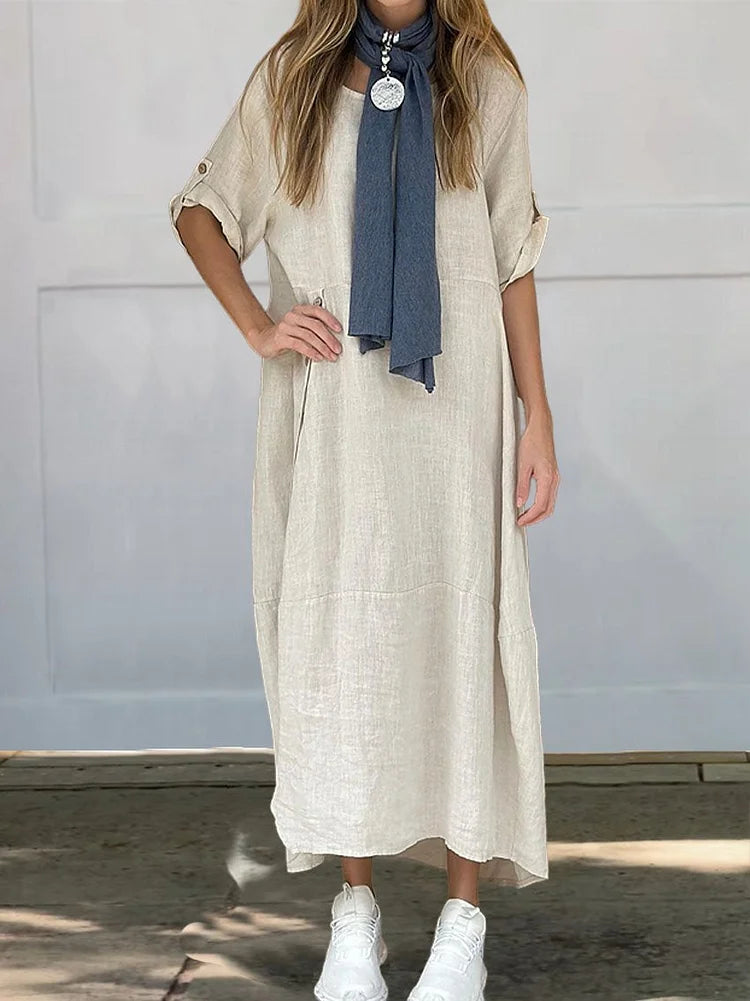 TRELA | Long Casual Dress in Linen and Cotton